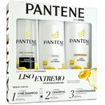 Kit Pantene Liso Extremo Pré Shampoo 400Ml + Shampoo 400Ml + Condicionador 400Ml