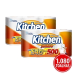 Ficha técnica e caractérísticas do produto Kit Papel Toalha Folha Dupla Kitchen Jumbo 1.080 Folhas Promoção