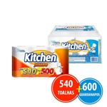 Ficha técnica e caractérísticas do produto Kit Papel Toalha Kitchen Jumbo Promocional 540 Folhas + 12 Pacotes Guardanapo
