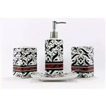 Ficha técnica e caractérísticas do produto Kit para Banheiro 4 Peças Saboneteira Escova Ceramica Cn018