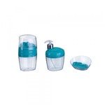 Ficha técnica e caractérísticas do produto Kit para Banheiro com 3 Peças Cristal Azul Arthi