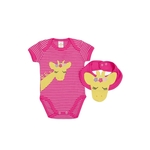 Ficha técnica e caractérísticas do produto Kit 2 Peças Body e Babador Best Club Baby Pink Bordado Girafa