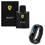 Ficha técnica e caractérísticas do produto Kit Perfume Ferrari Black 200ml com Relógio Smartband M3 Lançamento