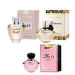 Ficha técnica e caractérísticas do produto Kit Perfume LA RIVE Cuté 100ml + Madame In Love 90ml + She Is Mine 90ml Feminino.