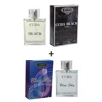 Ficha técnica e caractérísticas do produto Kit 2 Perfumes Cuba 100ml Cada Black + Blue Sky