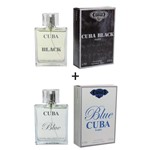 Ficha técnica e caractérísticas do produto Kit 2 Perfumes Cuba 100ml Cada Black + Blue