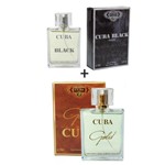 Ficha técnica e caractérísticas do produto Kit 2 Perfumes Cuba 100ml Cada Black + Gold