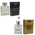 Ficha técnica e caractérísticas do produto Kit 2 Perfumes Cuba 100ml Cada Diamond + Double Gold