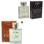 Ficha técnica e caractérísticas do produto Kit 2 Perfumes Cuba 100ml cada | Diamond + Gold 