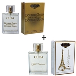 Ficha técnica e caractérísticas do produto Kit 2 Perfumes Cuba 100ml cada | Double Gold + Eiffel Centennial