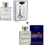 Ficha técnica e caractérísticas do produto Kit 2 Perfumes Cuba 100ml Cada Eiffel Centennial + Extreme