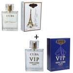 Ficha técnica e caractérísticas do produto Kit 2 Perfumes Cuba 100ml cada | Eiffel Centennial + Vip New York