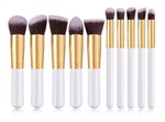 Ficha técnica e caractérísticas do produto Kit Pinceis Maquiagem Kabuki Precisao 10 Pc Branco e Dourado - Grupo Online