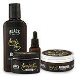 Kit Pomada Modeladora Efeito Molhado + Óleo + Balm Cera + Shampoo Black Barts® Single Ron