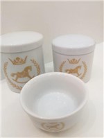 Ficha técnica e caractérísticas do produto Kit Porcelana Branca com Cavalo Dourado
