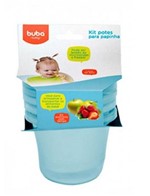 Ficha técnica e caractérísticas do produto Kit 3 Potinhos para Papinha Bebê Azul Buba - Buba Toys