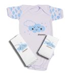 Ficha técnica e caractérísticas do produto Kit Presente 3pçs filó Nuvens Azul Bebê - Minas Rey