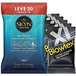 Kit Preservativo Blowtex Extra Grande c/ 15 Un + Lenços Umedecidos Skyn Leve 20 Pague 16