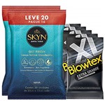 Kit Preservativo Blowtex Extra Grande C/ 15 Un + Lenços Umedecidos Skyn Leve 40 Uni