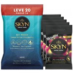 Kit Preservativo SKYN Sexy Cherry c/ 15 Un. + Lenços Umedecidos Skyn Leve 20 Pague 16