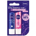 Kit Protetor Labial Nivea Essential Care 4,8g + Soft Rosé 4,8g