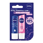 Ficha técnica e caractérísticas do produto Kit Protetor Labial Nivea Essential Care 4,8g + Soft Rosé 4,8g