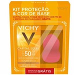 Kit Protetor Solar Facial Vichy Capitail Soleil Toque Seco Fps50 50g + Esponja
