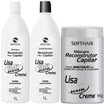 Ficha técnica e caractérísticas do produto Kit Reconstrutor Capilar Lisa Creme Soft Hair: Shampoo 1L + Condicionador 1L + Máscara 1kg