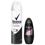 Ficha técnica e caractérísticas do produto Kit Rexona Desodorante Aerosol Invisible Feminino 179ml + Desodorante Roll On Crystal Pink Feminino 50ml