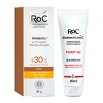 Kit Roc Minesol Actif Mousse Deep FPS30 40g + Roc Dermatologic Purif-Ac 80g