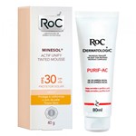 Ficha técnica e caractérísticas do produto Kit Roc Minesol Actif Mousse Light FPS30 40g + Roc Dermatologic Purif-Ac 80g - ROC MINESOL