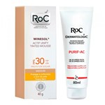Kit Roc Minesol Actif Mousse Light FPS30 40g + Roc Dermatologic Purif-Ac 80g