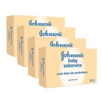 Ficha técnica e caractérísticas do produto Kit Sabonete Johnson`s Baby Óleo de Amêndoas 80g 4 Unidades