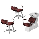 Ficha técnica e caractérísticas do produto Kit Salão de Beleza 2 Cadeiras Reclináveis + 1 Lavatório Porcelana Topázio Base Estrela