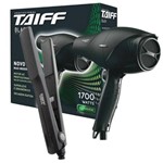 Ficha técnica e caractérísticas do produto Kit Secador Taiff Black 1700w 110v + Chapinha Taiff Cerâmica 180 Graus Bivolt Automático