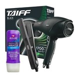 Ficha técnica e caractérísticas do produto Kit Secador Taiff Black 1700W + Chapinha Taiff Cerâmica + Aussie Moist Tratamento 3 Minutos