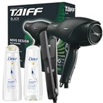Ficha técnica e caractérísticas do produto Kit Secador Taiff Black 1700W + Chapinha Taiff Cerâmica + Dove Reconst Shampoo/Condic - Bivolt