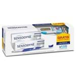 Kit Sensodyne Creme Dental Branqueador Extra Fresh 50g 2 Unidades Grátis Escova Dental Multi Proteção