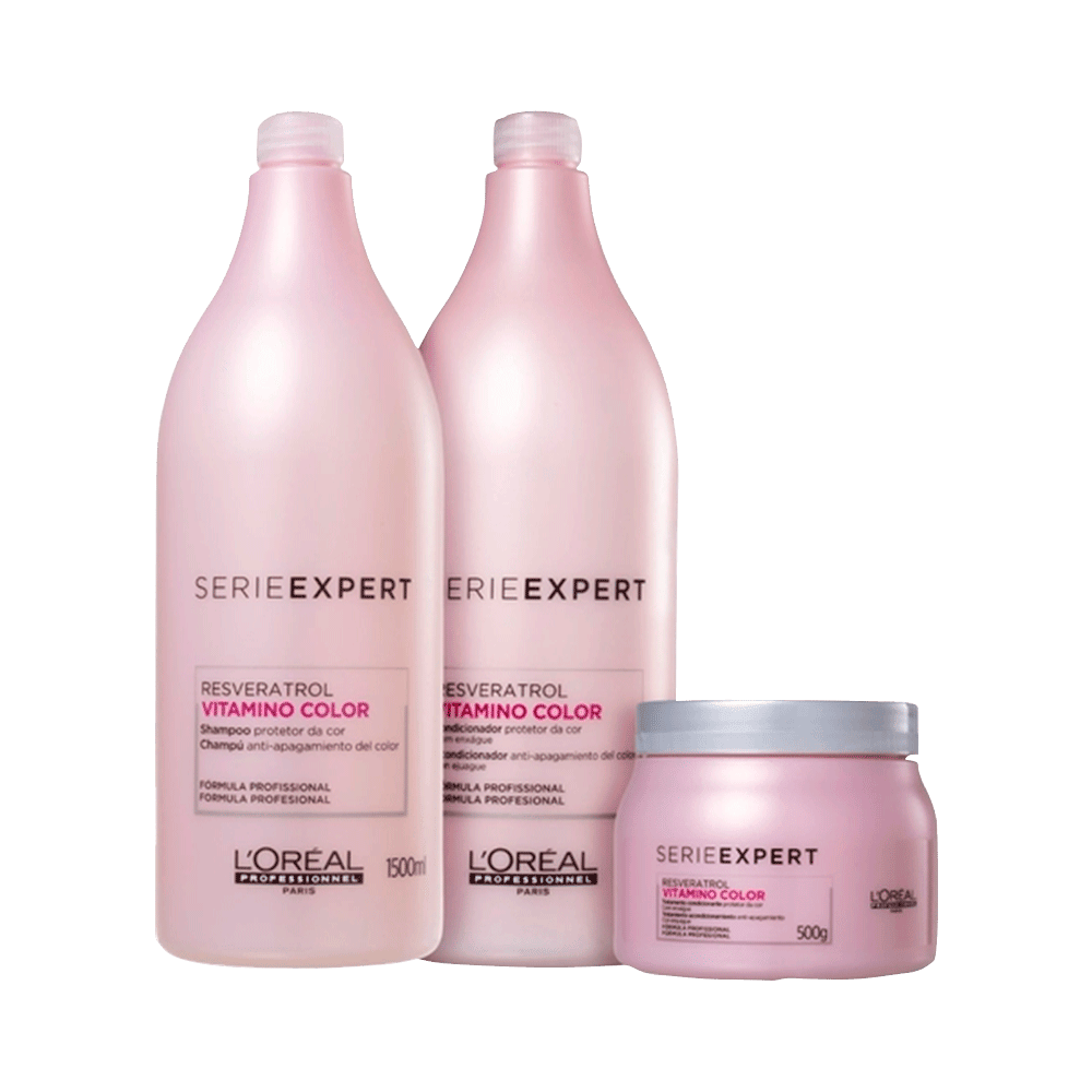 Ficha técnica e caractérísticas do produto Kit Serie Expert Shampoo + Condicionador 1500ml + Máscara Vitamino Color Resveratrol 500g