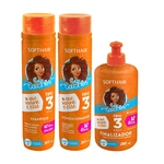 Kit shampoo 300ml + condicionador 300ml + finalizador 280ml Cachos tipo 3 Softhair