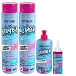 Kit shampoo 300ml + condicionador 300ml + mascara 280g + tonico 50ml bomba explosao cresci Softhair