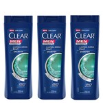 Ficha técnica e caractérísticas do produto Kit Shampoo Anticaspa Clear Men Limpeza Diária 2 em 1 200ml com 3