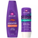 Kit Shampoo Aussie Smooth 400ml + Tratamento Capilar Aussie Strong 3 Minutos Milagrosos 236ml