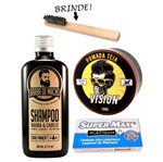 Ficha técnica e caractérísticas do produto Kit Shampoo Barba + Pomada Teia Cabelo + Lâmina P Navalha - Barba de Macho