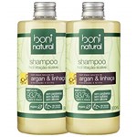 Kit Shampoo Boni Natural Argan e Linhaça 500ml com 3 Unidades