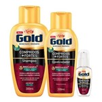 Ficha técnica e caractérísticas do produto Kit Shampoo + Condicionador + Óleo Niely Gold Reparação Compridos + Fortes