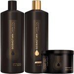Kit Shampoo e Condicionador 2x1000ml + Masc 500ml Sebastian Dark Oil