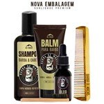 Ficha técnica e caractérísticas do produto Kit Shampoo para Barba Oleo Balm Pente e Escova Barbearia - Barba de Macho
