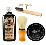 Ficha técnica e caractérísticas do produto Kit Shampoo + Pincel de Barbear + Shaving Gel em Oferta - Barba de Macho