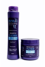 Kit Shampoo Platinum Blond + Mascára Platinium Blond - Matizador Profissional New Blessing 500